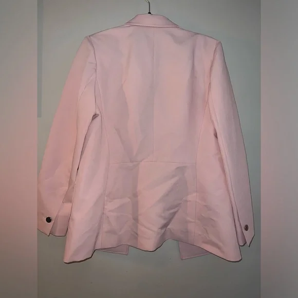 Anne Klein Blush Faux Double-Breasted Jacket With Patch Pockets Size Medium - Picture 6 of 7
